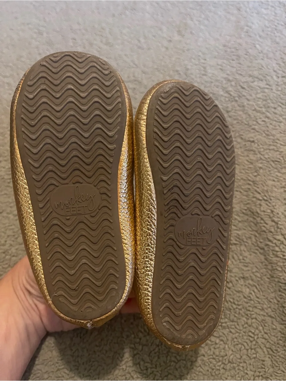 Monkey Feet Girls Metallic Gold Mary Jane Flats with Elastic Crossover Strap